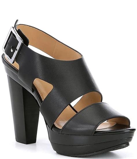 michael michael kors carla leather platform block heel sandals|Michael Kors.